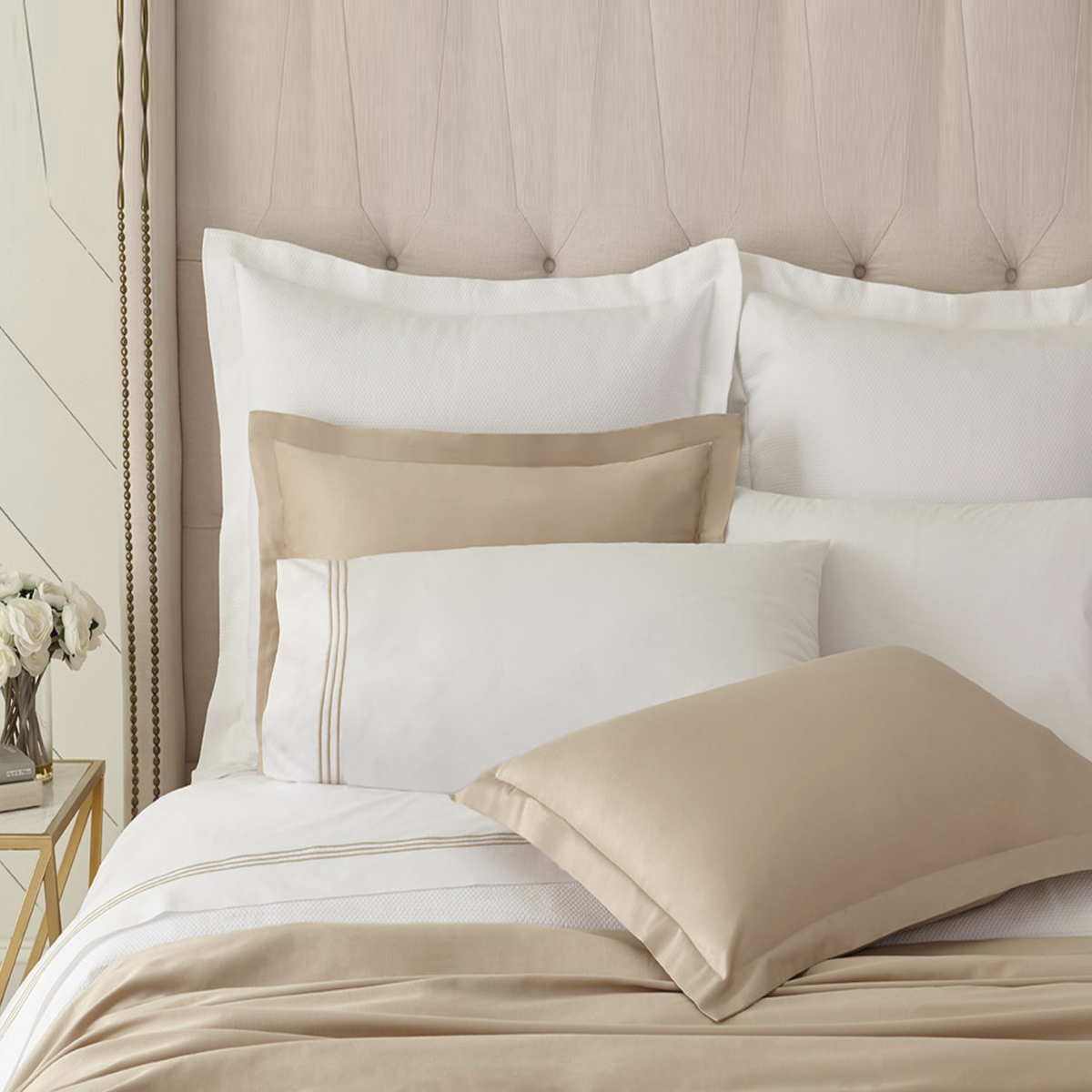Duvet Set of Downtown Company Madison Bedding Collection in Taupe Color