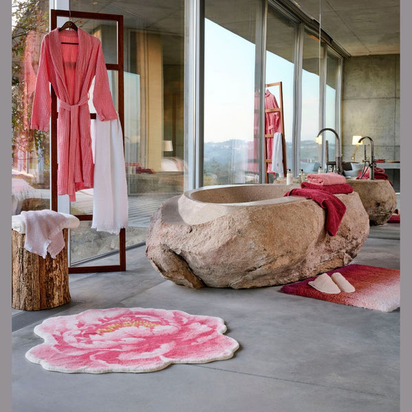 vintage floor cushion　トロピカルピンク Abyss Habidecor Pivoine Bath Rug - Flamingo (573) | Pure Cotton クッション・座布団