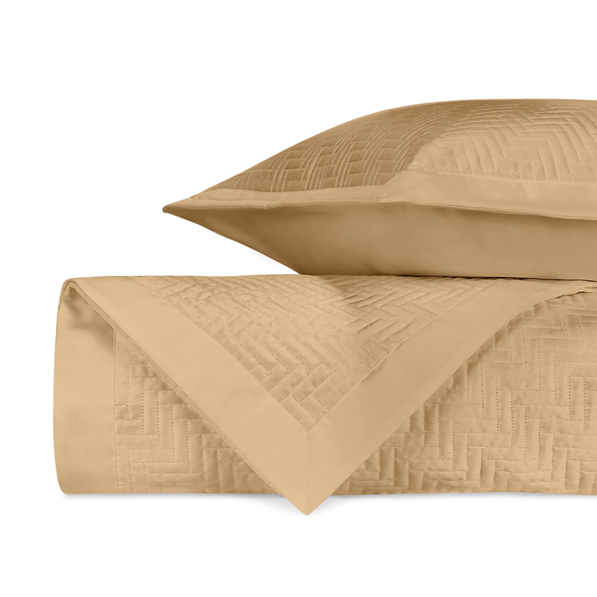 Stack Image of Home Treasures Baxter Royal Sateen Quilted Bedding in Color Gold
