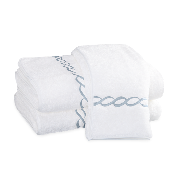 White Classic Luxury Light Blue Bath Towel Set