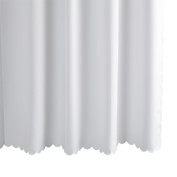 Matouk Diamond Pique Scallop Shower Curtain (White) Luxury Bath