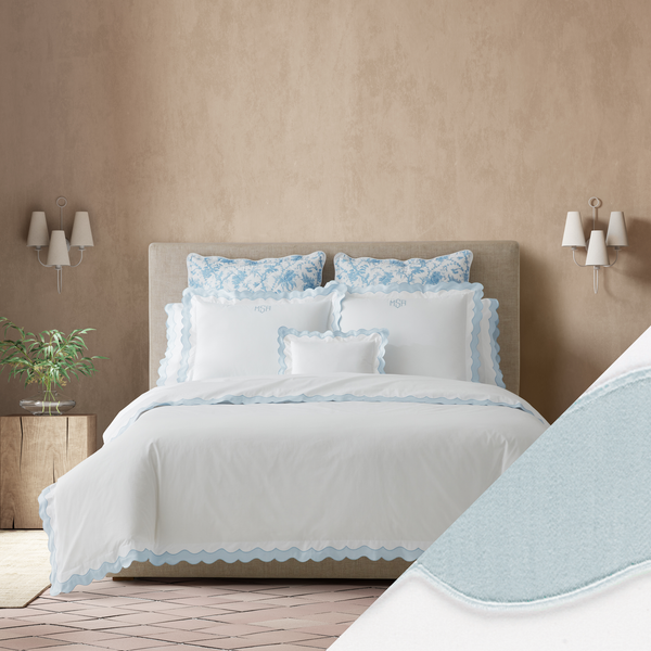 Matouk Lorelei Bedding (Pool) Luxury Feminine Look Fine Linen