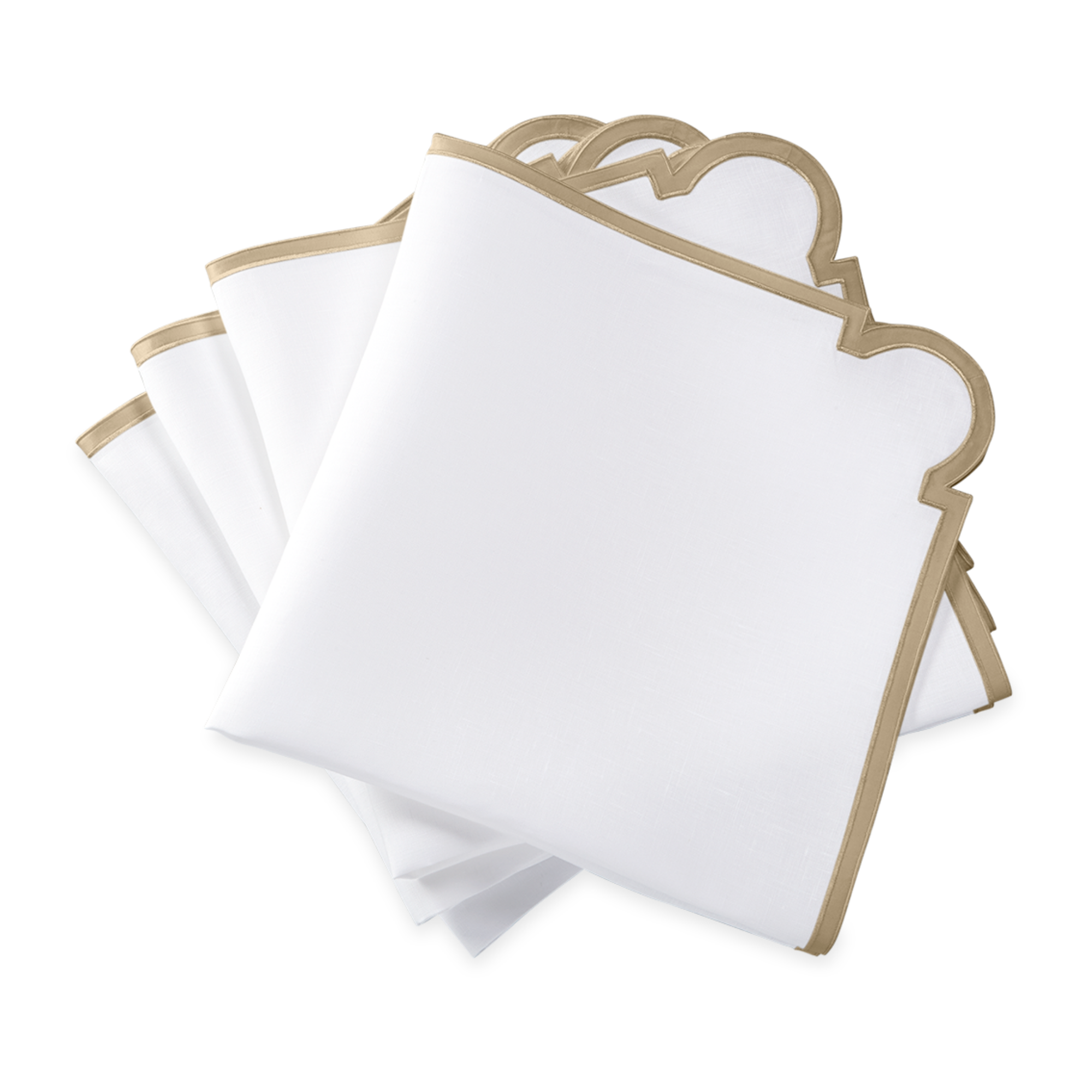 Stack of Matouk Mirasol Table Linen Napkins in Champagne Color