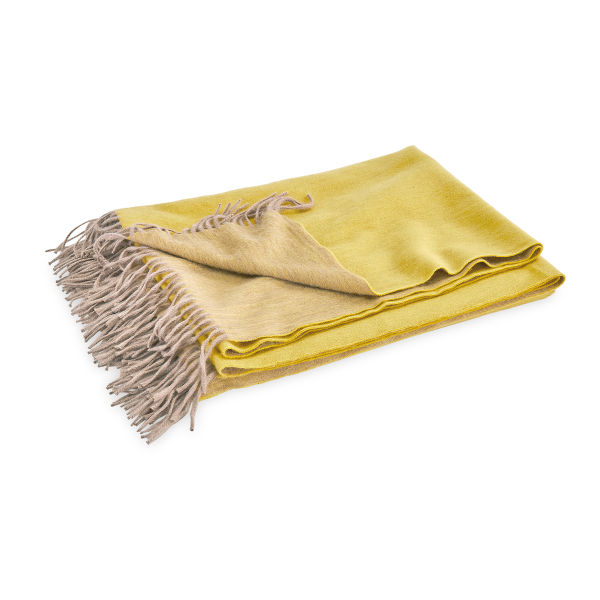 Folded Matouk Paley Throws in Yellow and Natural Color