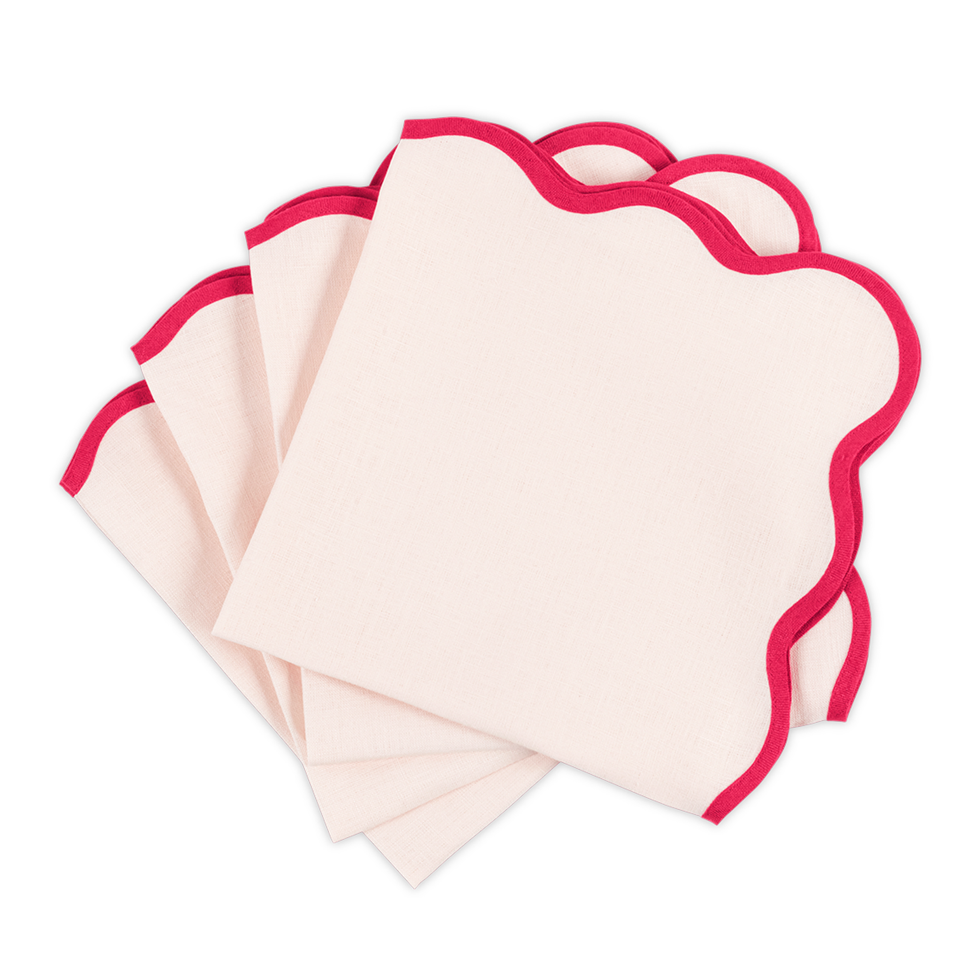 Dinner Napkins of Matouk Scallop Edge Table Linens in Color Pink/Azalea