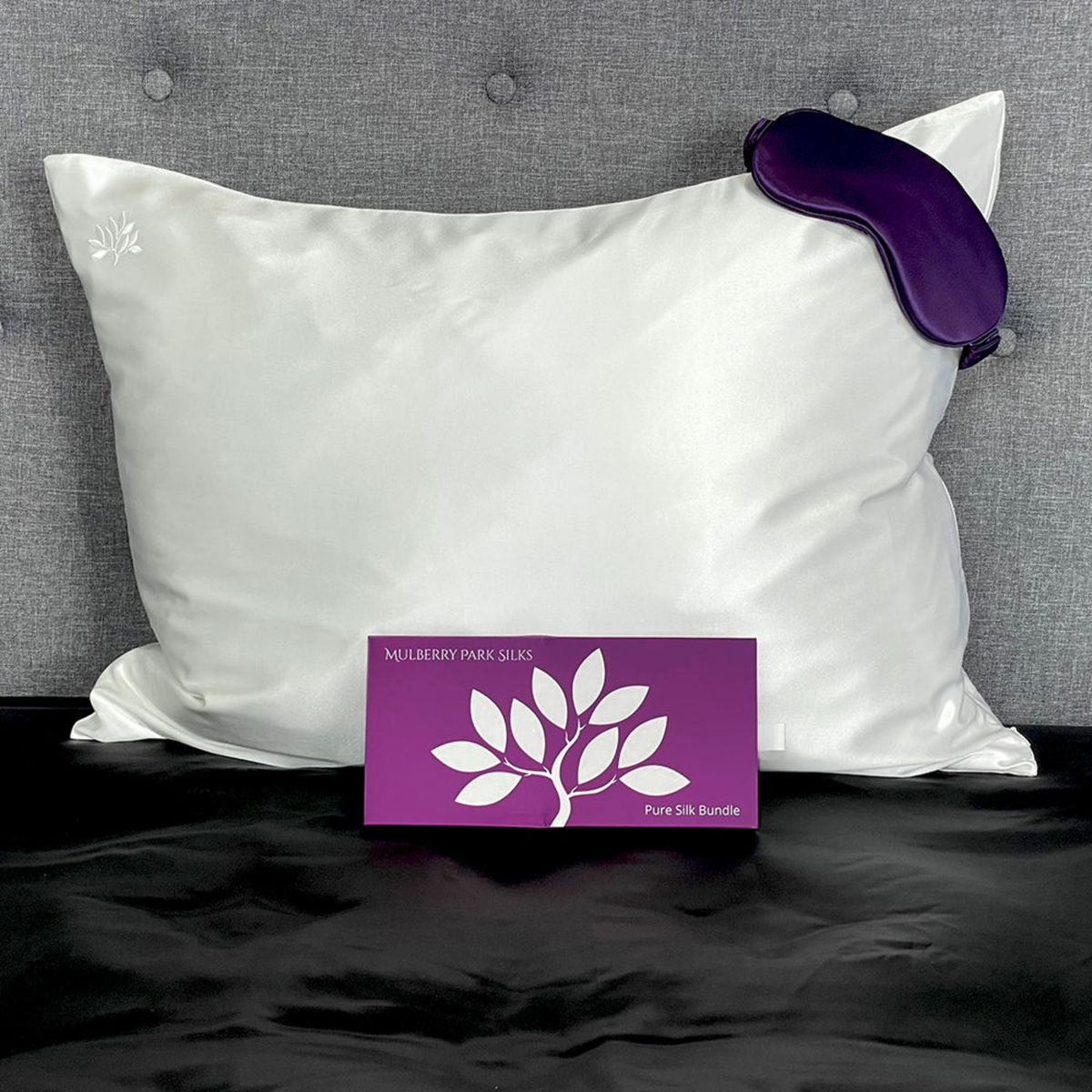 Mulberry Park Silks 22 Momme Silk Pillowcase &amp; Plum Silk Sleep Mask Gift Sets with Box
