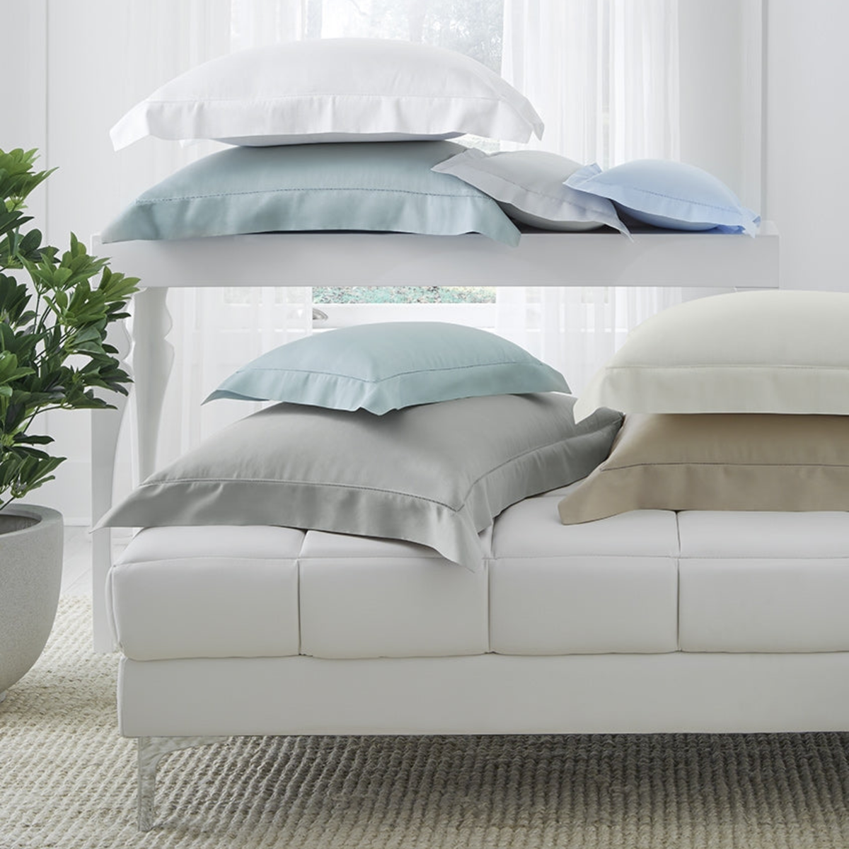 Lifestyle Shot of Shams Sferra Fiona Bedding in All Colors