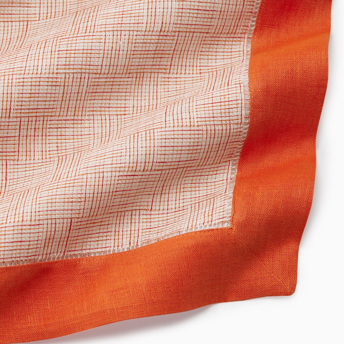 Swatch Sample of Sferra Mikelina Table Linens in Color Tangerine