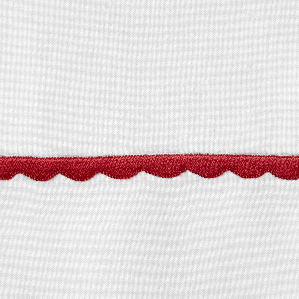 Swatch Sample of Sferra Pettine Bedding Collection White/Crimson