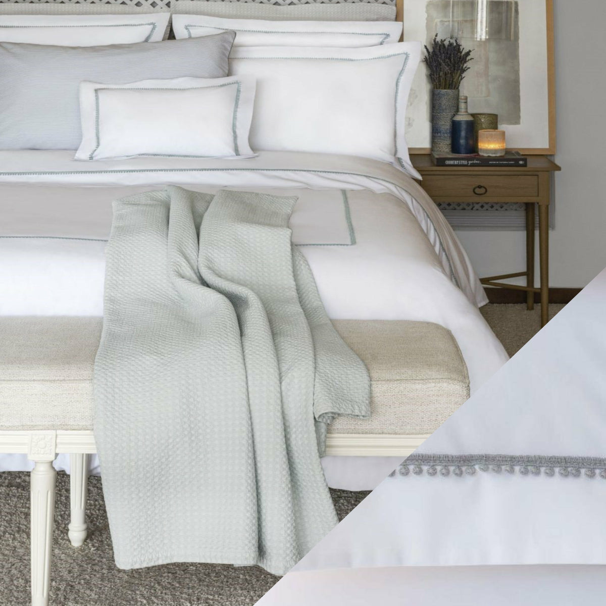 BOVI Bitsy Dots Luxury Bedding Main White/Grey Fine Linens
