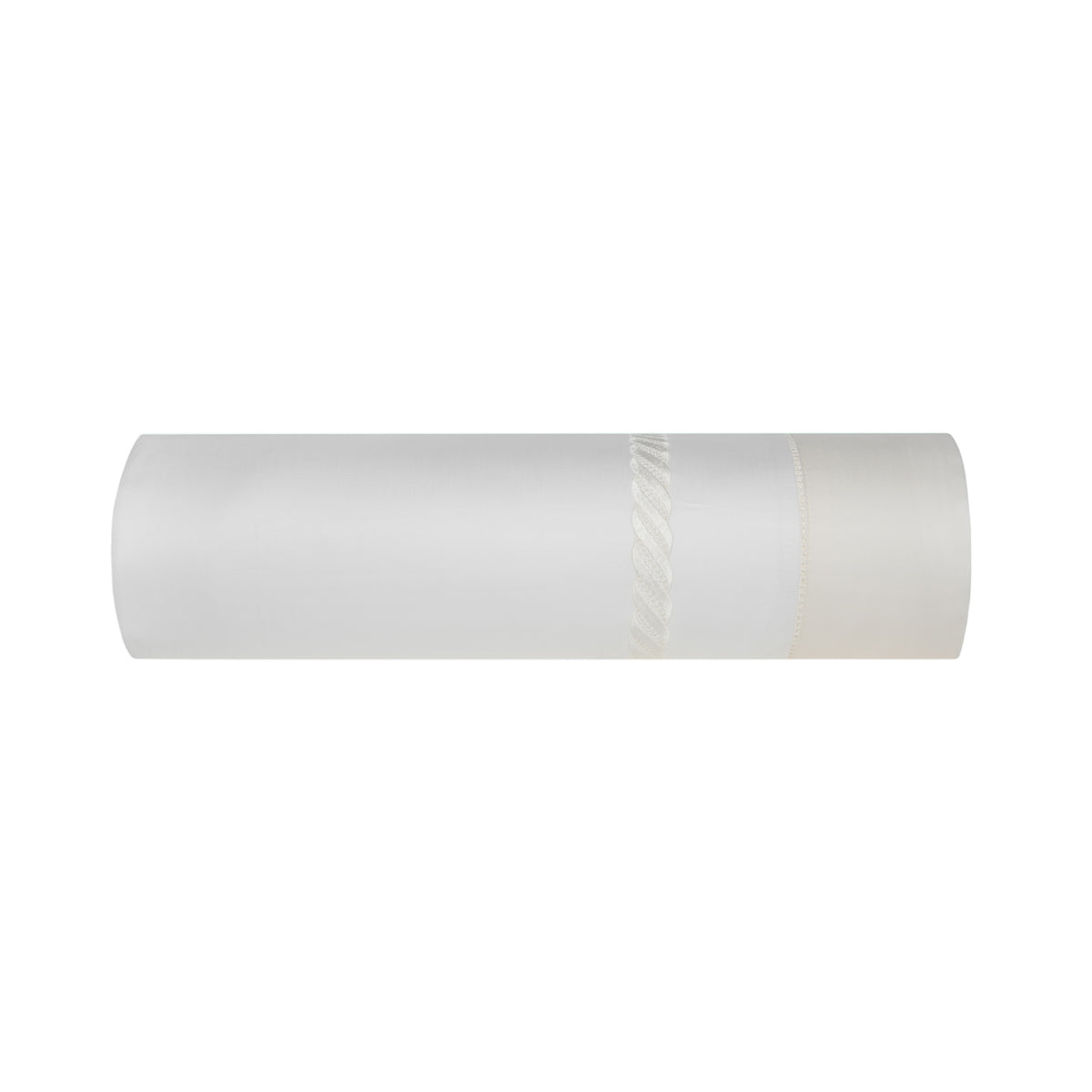 Folded Silo of BOVI Simone Bedding Flat Sheet White Ivory Colored