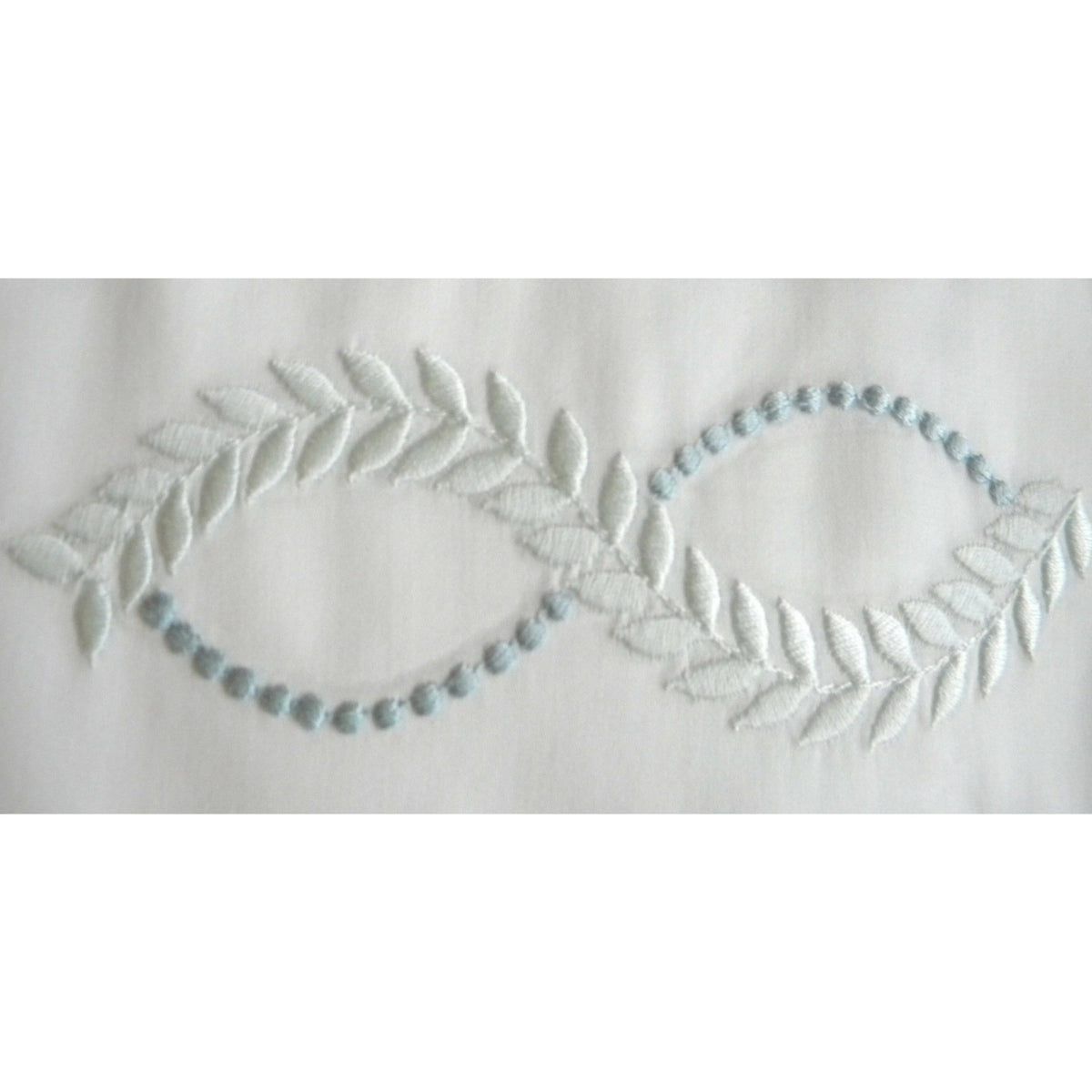 Dea Diana Embroidered Bedding Swatch Ivory/Aqua Fine Linens