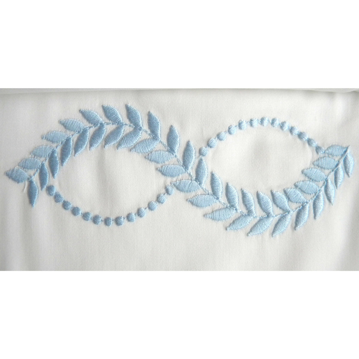 Dea Diana Embroidered Bedding Swatch Ivory/Light Blue Fine Linens