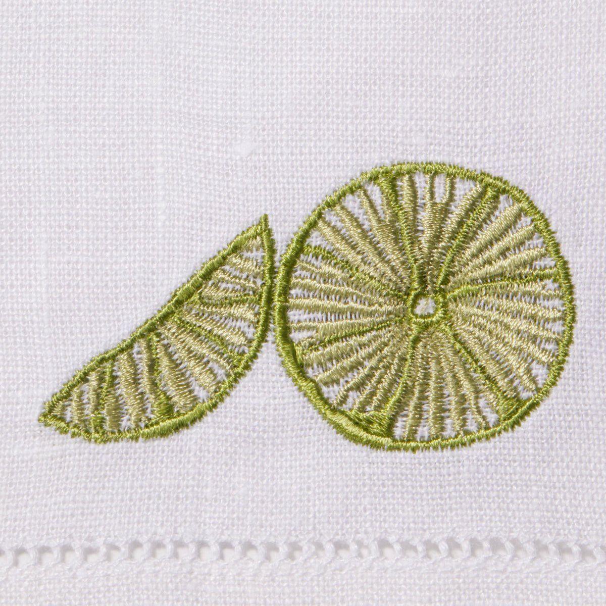 Sferra Frutta Embroidered Cocktail Napkins Swatch Lime Fine Linens
