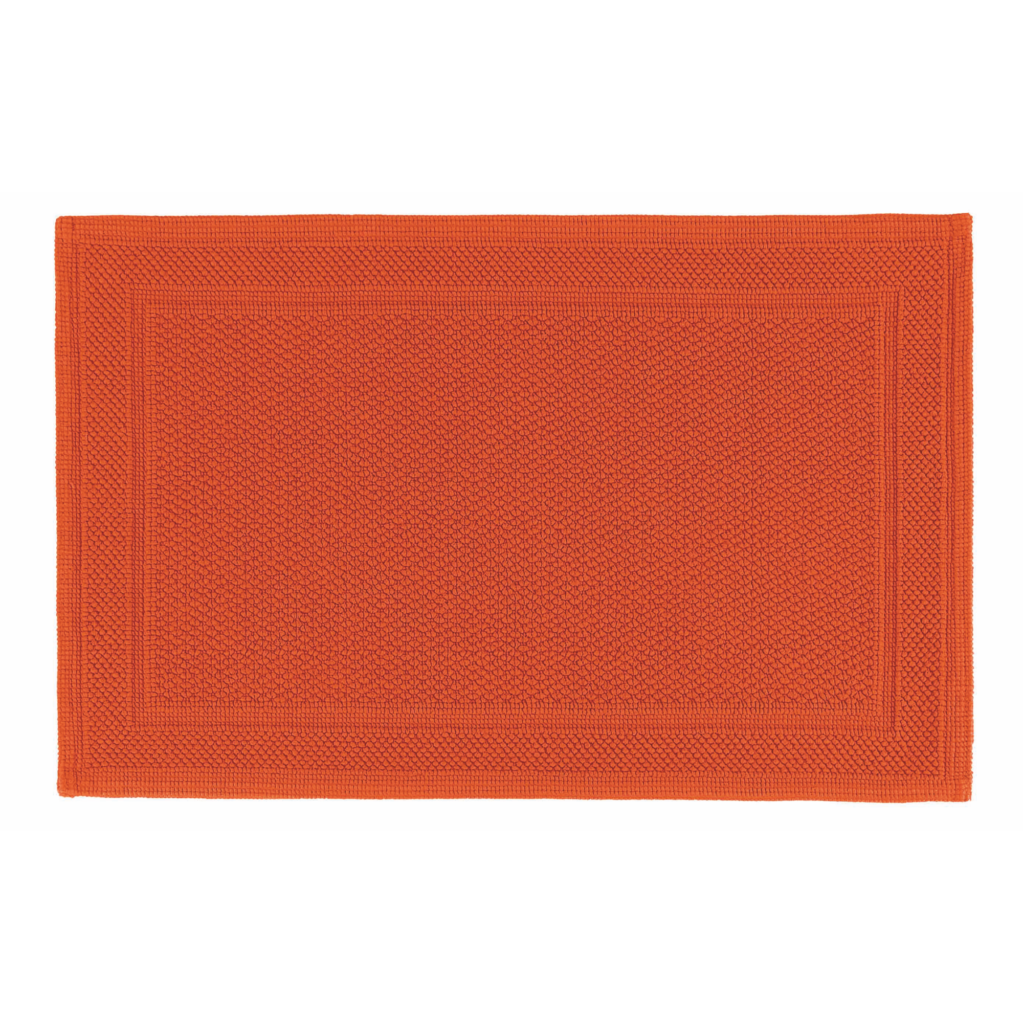 Top View of Graccioza Bee Waffle Woven Bath Mat in Spicy Color