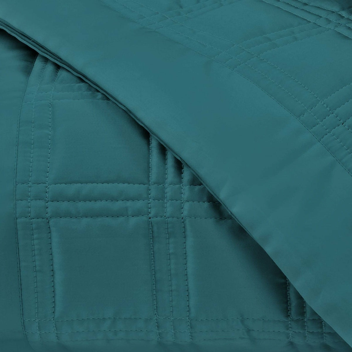 Home Treasures Block Quilted Bedding Swatch Teal Fine Linens