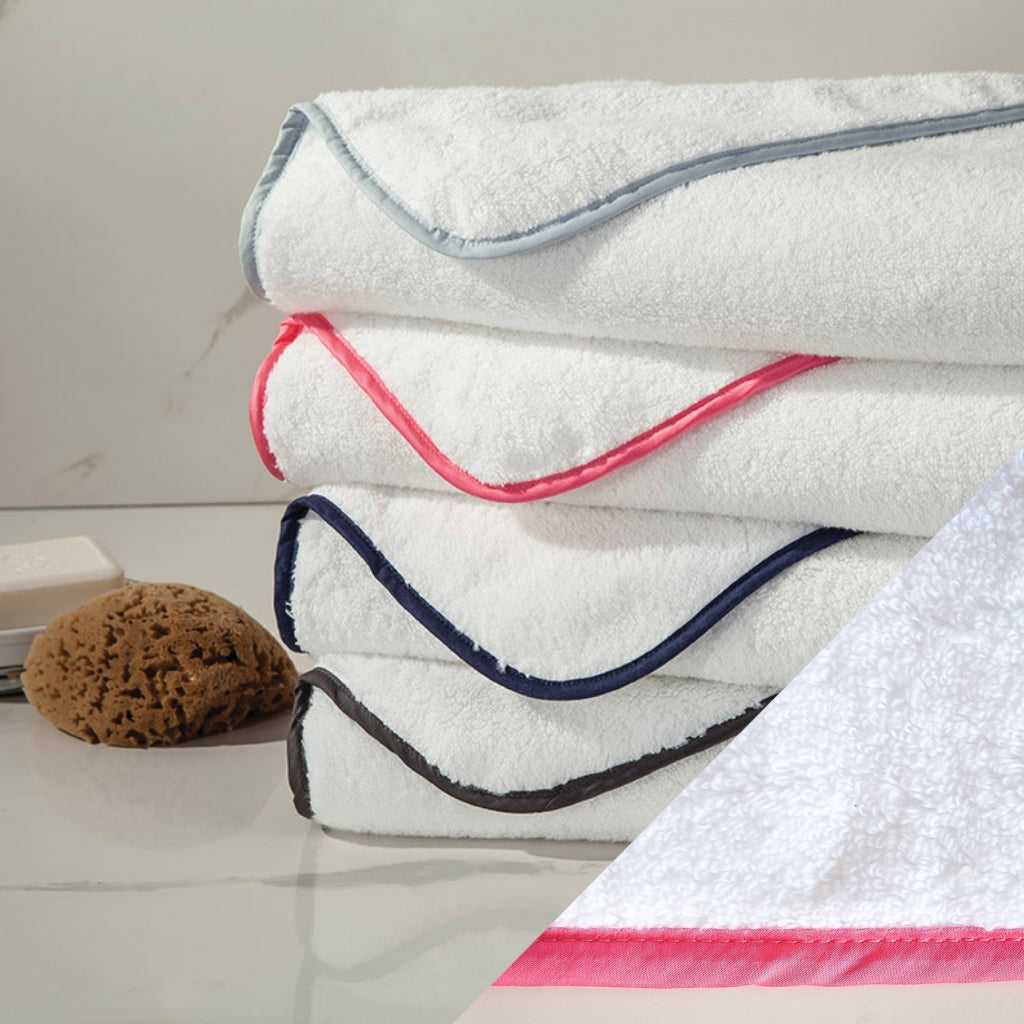 Home Treasures Bodrum Bath Towel White/Brilliance Pink Fine Linens