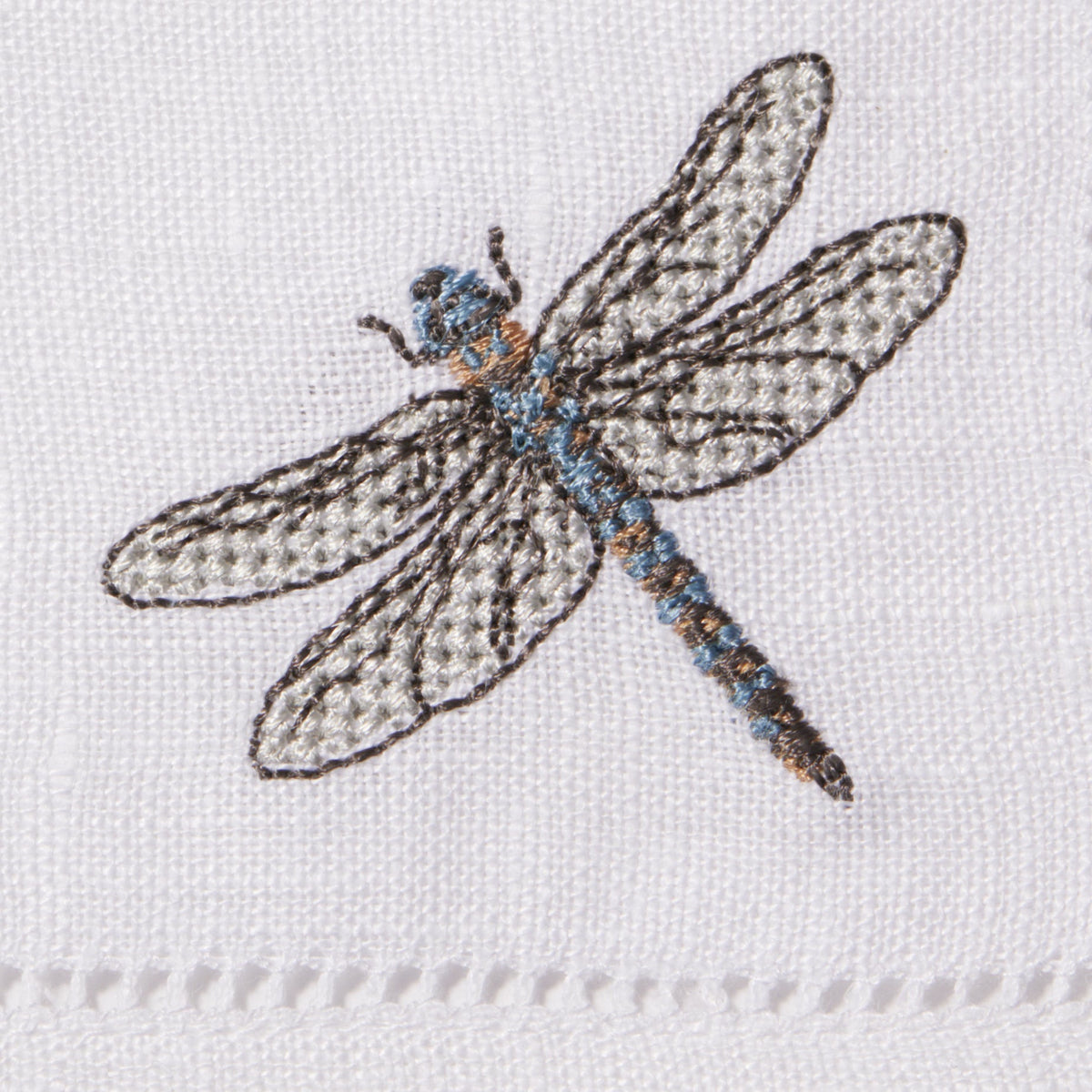 Sferra Insetti Embroidered Cocktail Napkins Swatch Dragonfly Fine Linens
