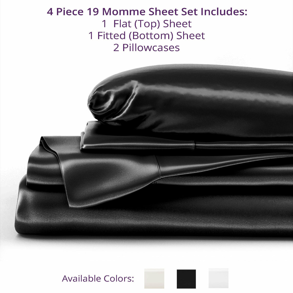 MPS Included in Sheet Set 19 Momme Black Fine Linens