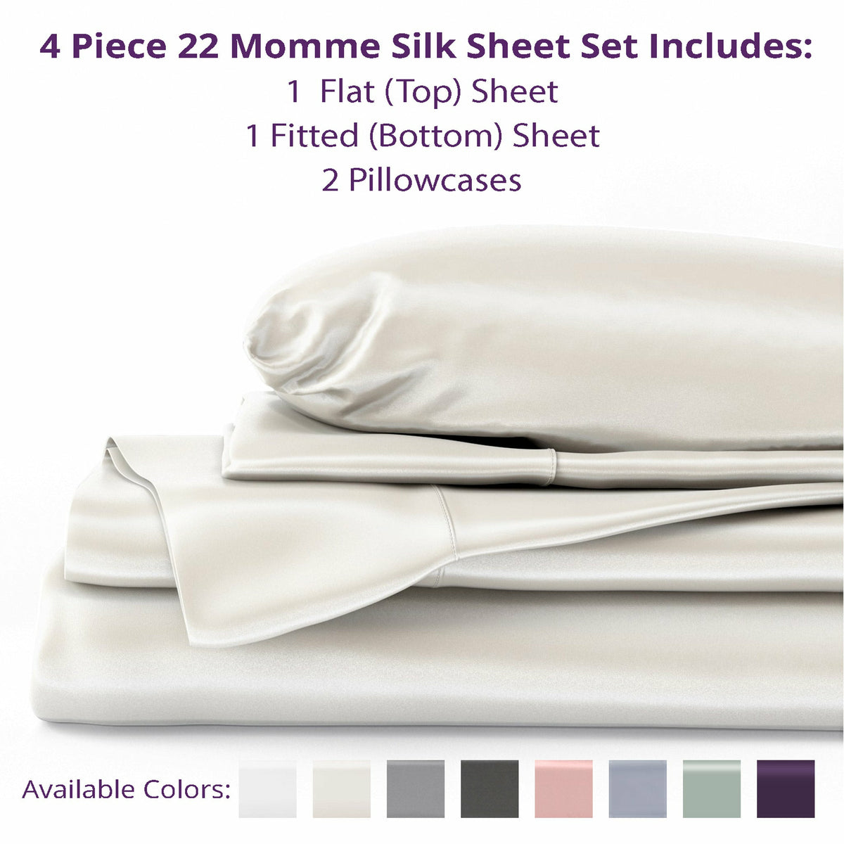 Mulberry Park Silks 22 Momme Silk Flat Sheets Inclusions Ivory Fine Linens
