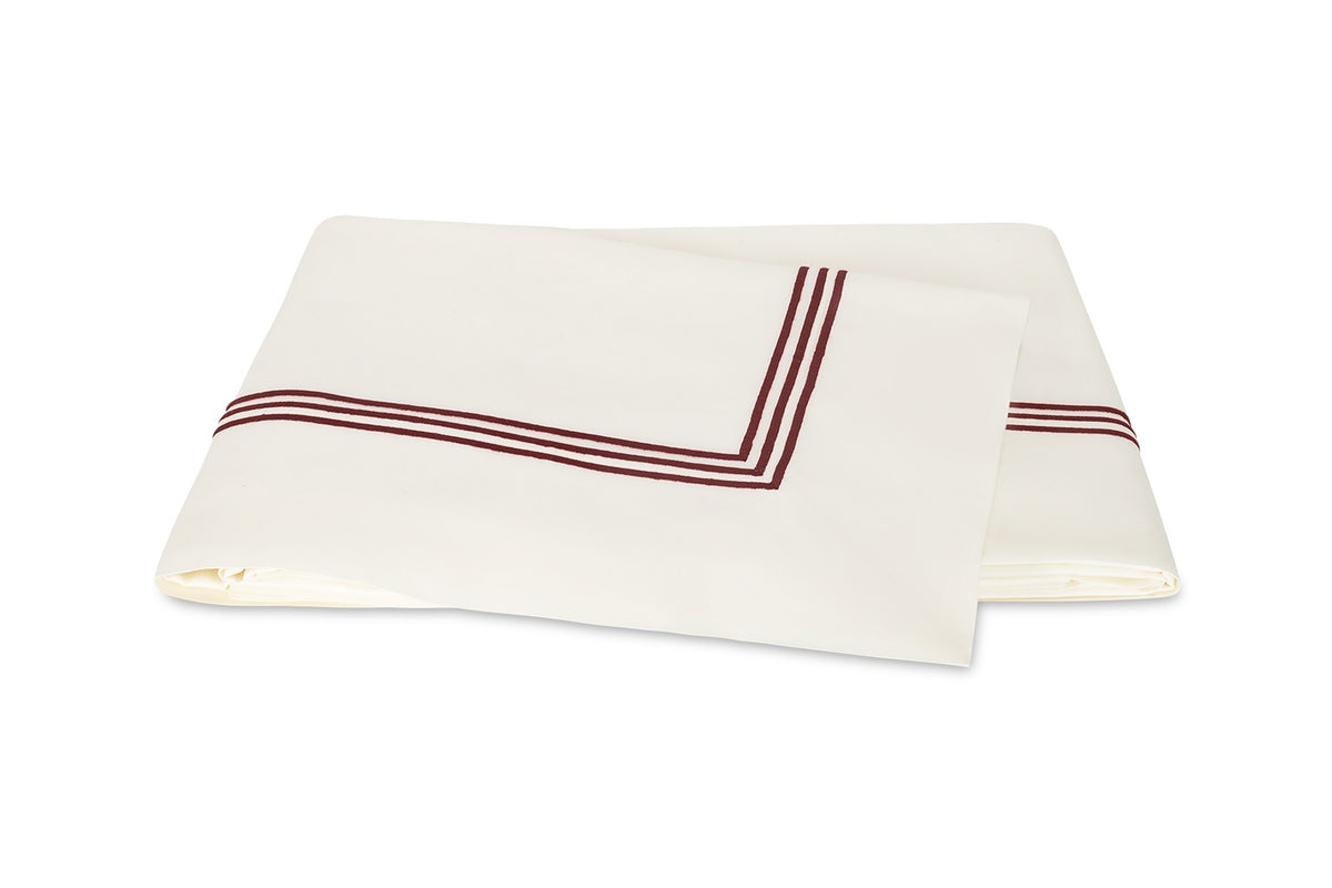 Matouk Bel Tempo Nocturne Bedding Flat Sheet Ivory Red Fine Linens
