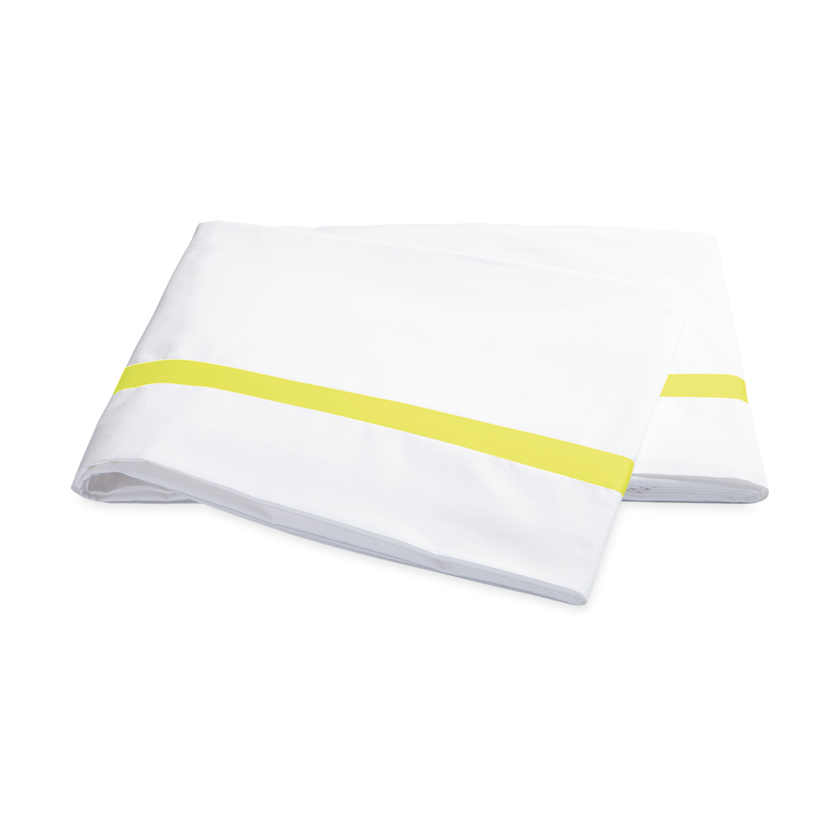 Folded Flat Sheet of Matouk Lowell Bedding Pillowcases in Lemon Color