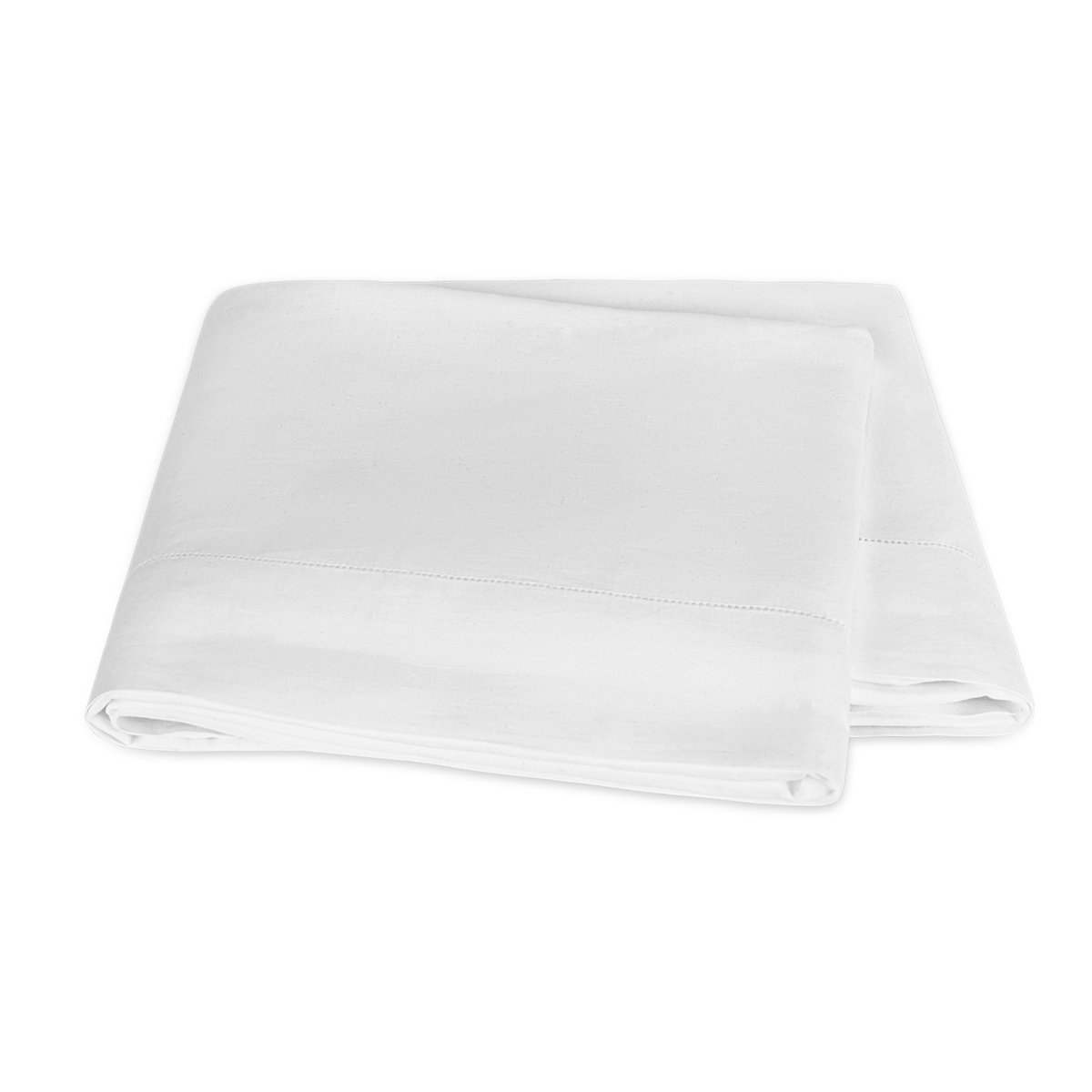 Folded Flat Sheet of Matouk Roman Hemstitch Bedding Color White