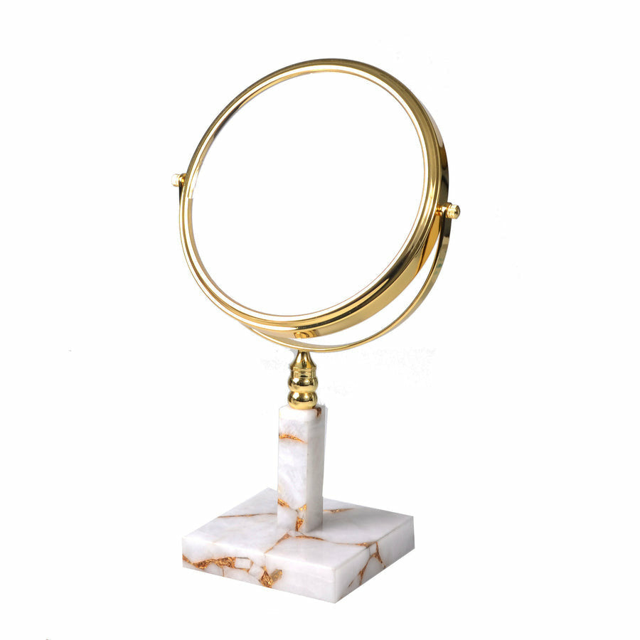 Mike and Ally Taj Premium Gemstone Bath Accessories 3X Magnifying Mirror Milk Quartz with Gold Foil