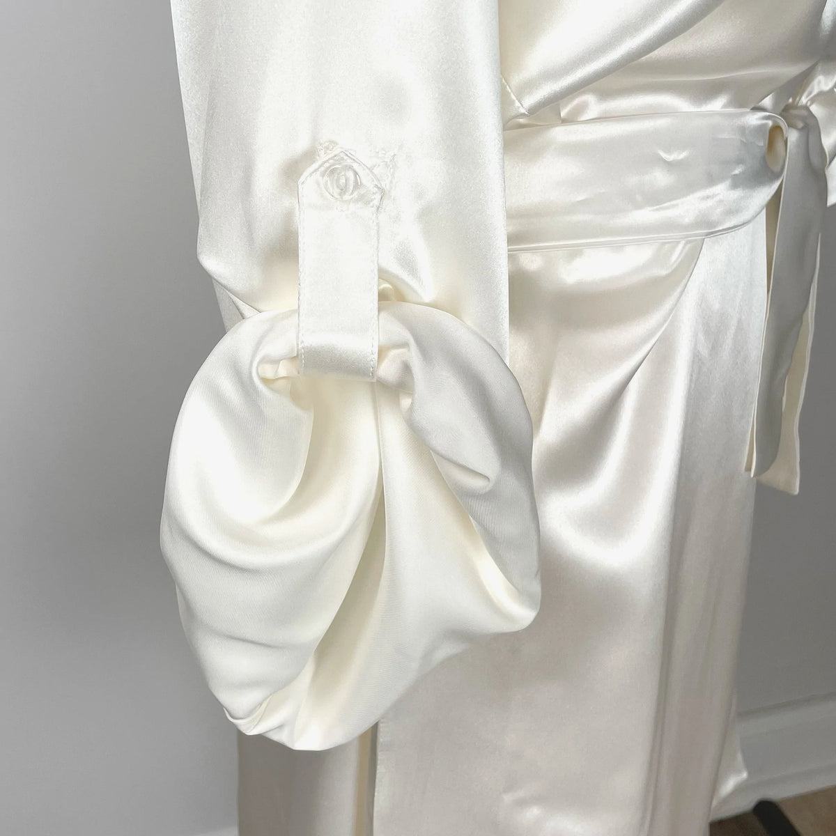 Mulberry Park Silks 100% Pure Silk Robe Sleeve Ivory Fine Linens
