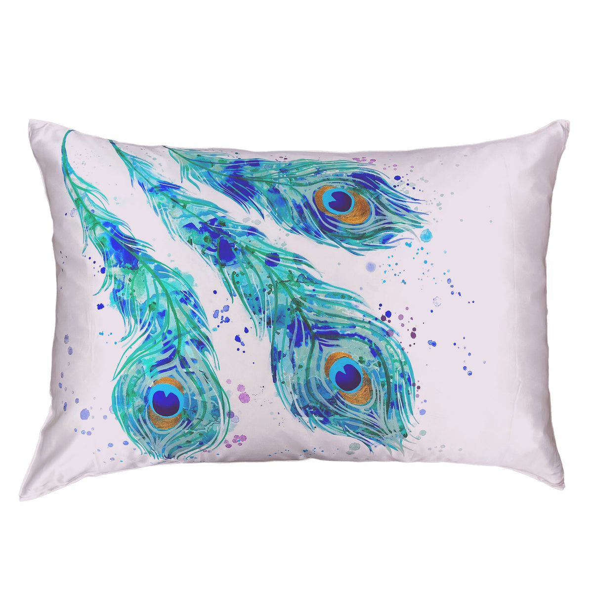 Mulberry Park Silks Peacock Feathers Silk Pillowcase King Size