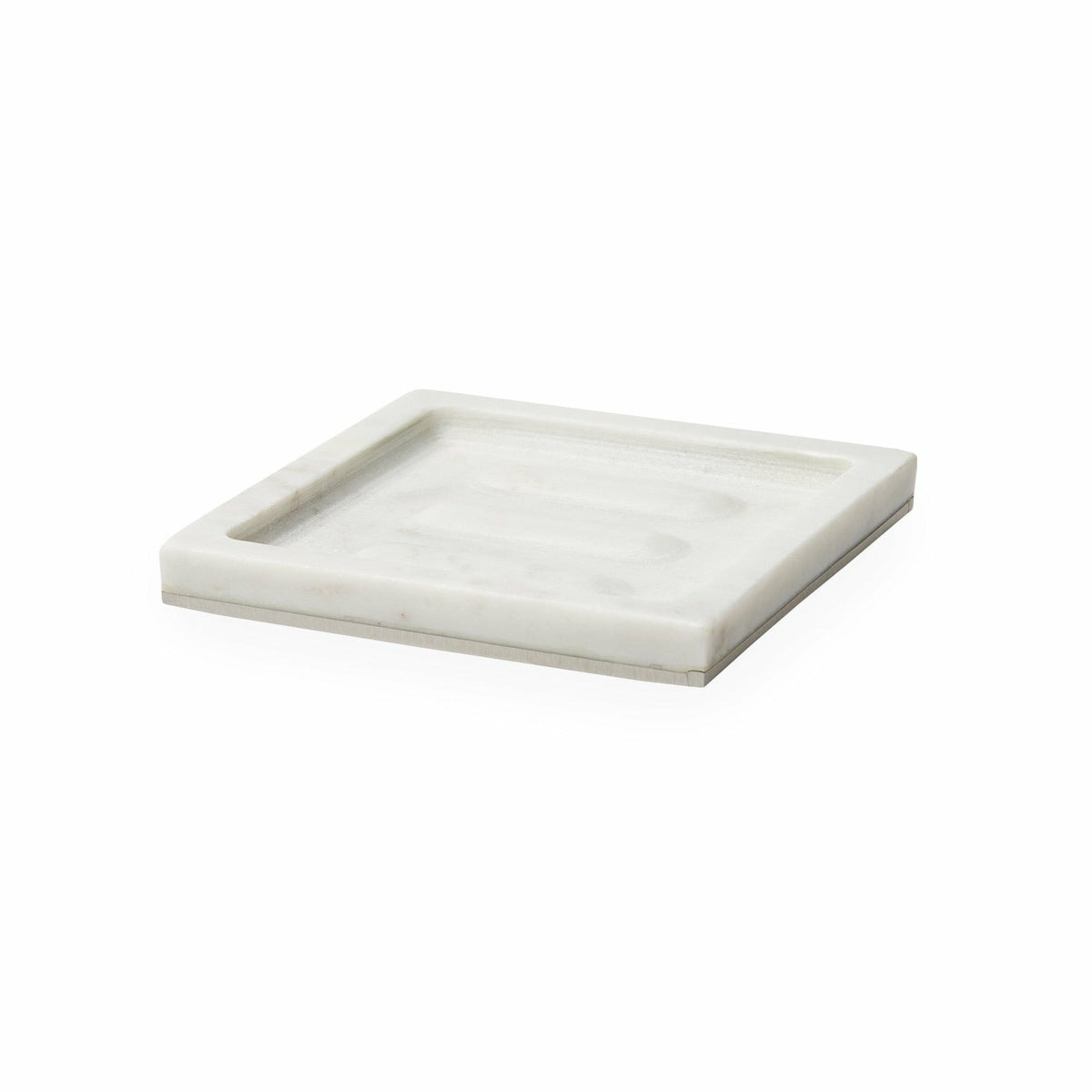 Pietra Marble Soap Dish Side - White-Silver