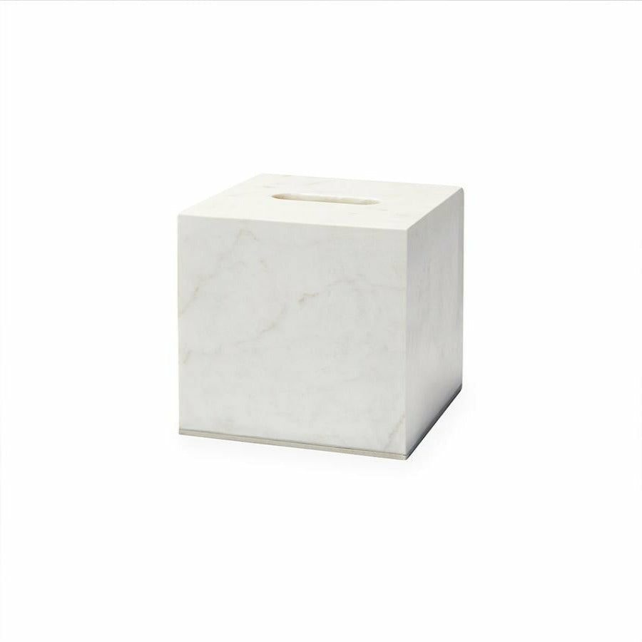 ietra Marble Tissue Holder - White-Silver