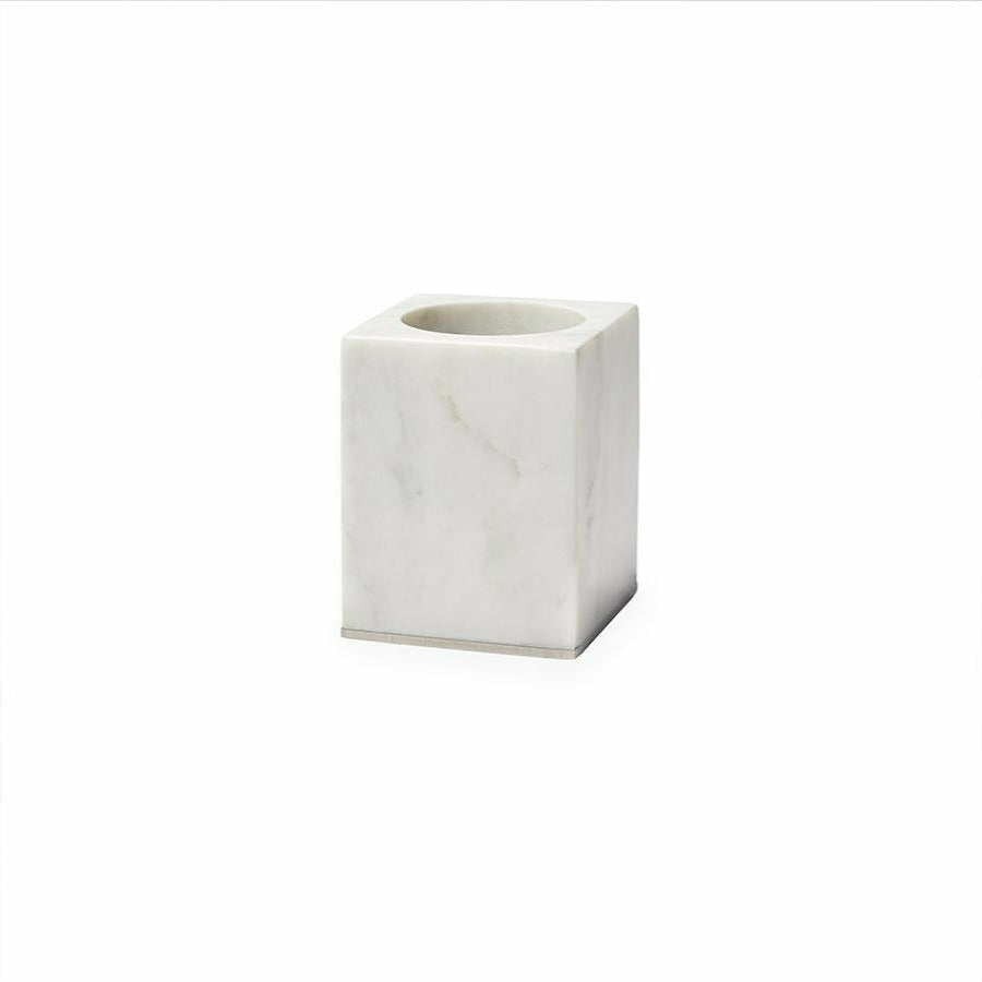 Pietra Marble Toothbrush Holder - White-Silver