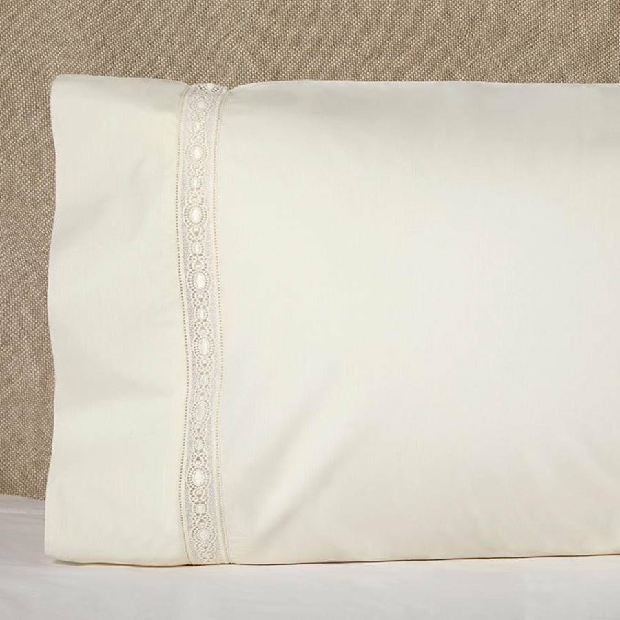 Sferra Giza 45 Lace Bedding Pillowcase Corner Ivory Fine Linens