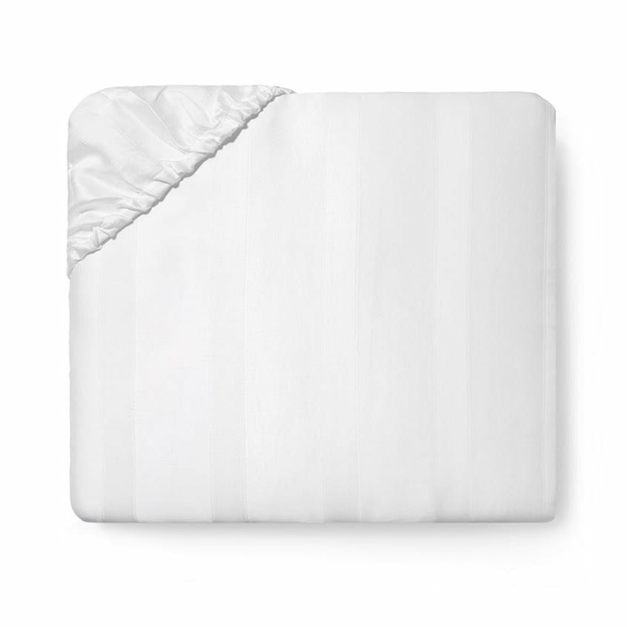 Sferra Giza 45 Stripe Bedding Fitted Sheet White Fine Linens