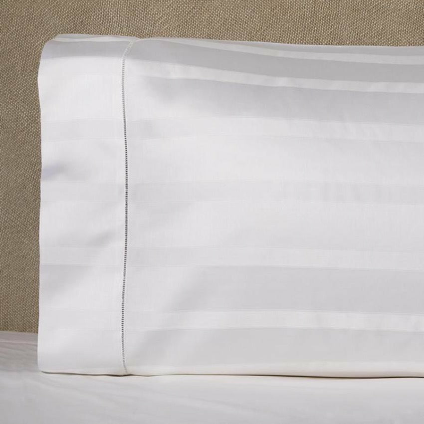 Sferra Giza 45 Stripe Bedding Pillowcase Corner White Fine Linens