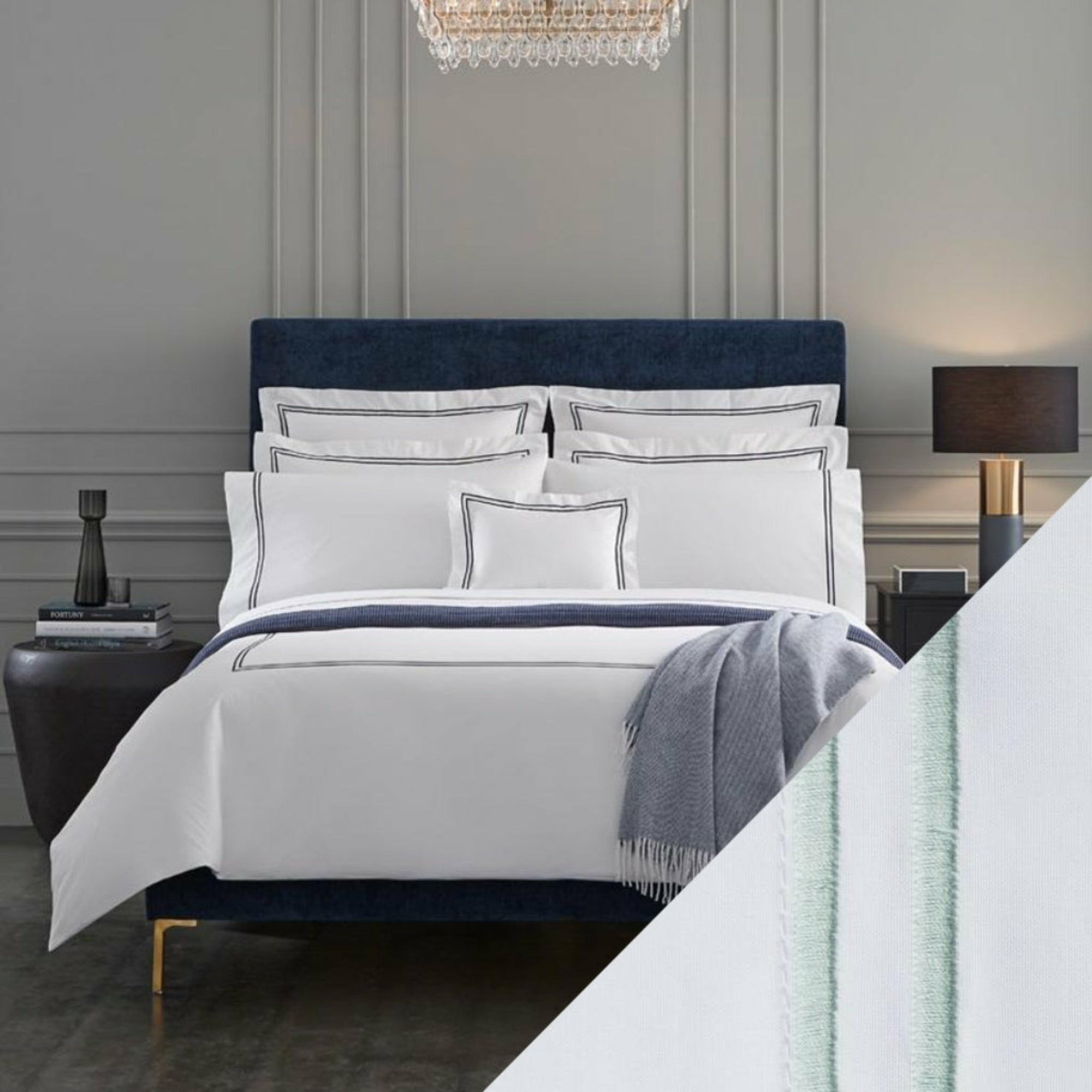 Sferra Grande Hotel Collection White/Mist Fine Linens