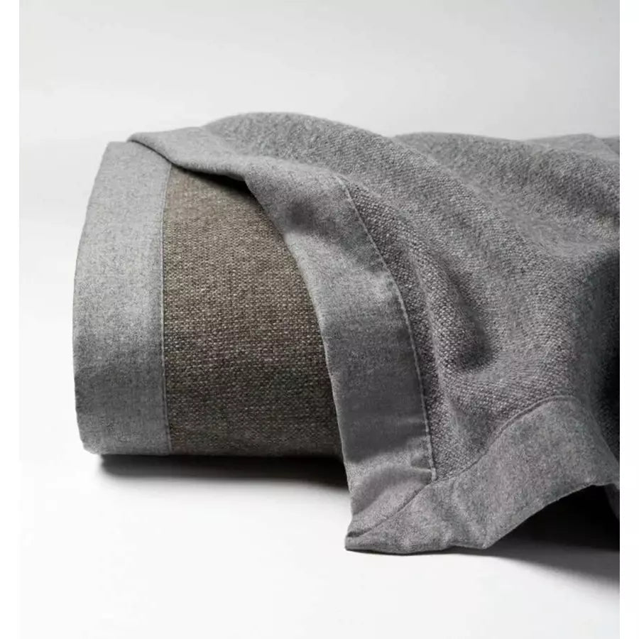 Sferra Nerino Blanket Detail Grey/Walnut Fine Linens