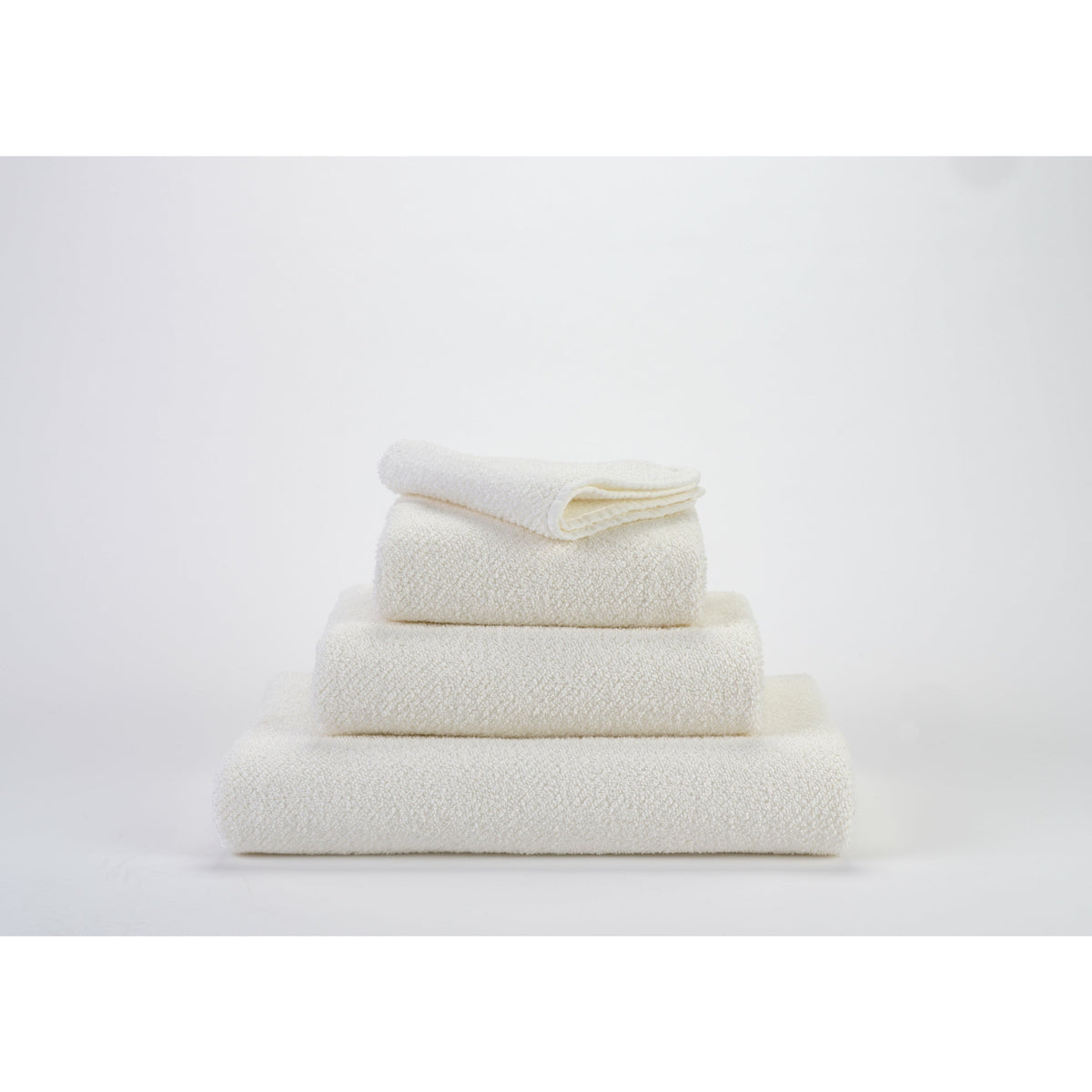 Abyss Twill Bath Towels Stack Ivory Fine Linens