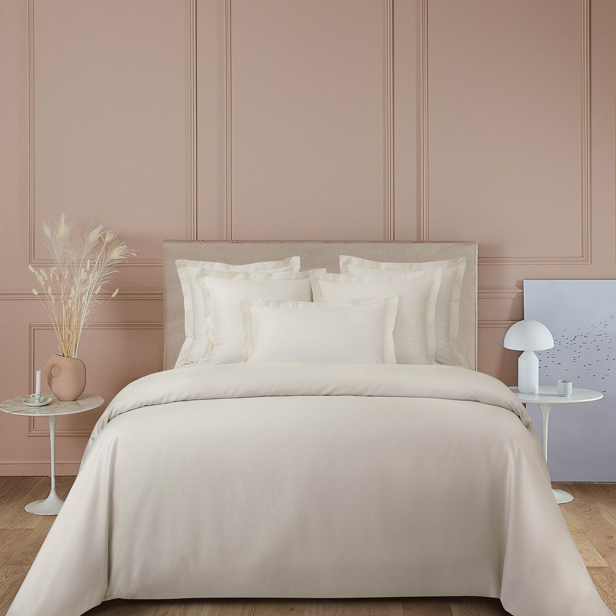 Yves Delorme Triomphe Bedding Lifestyle Front Nacre Fine Linens