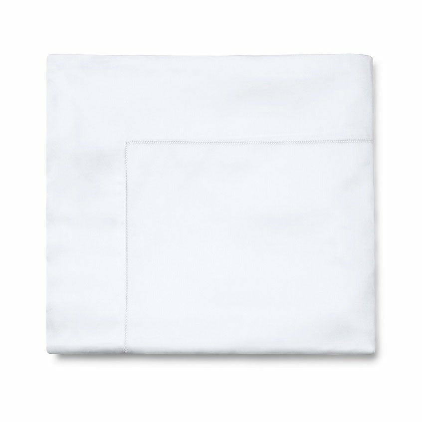 Folded Flat Sheet of Sferra Fiona Bedding White Color