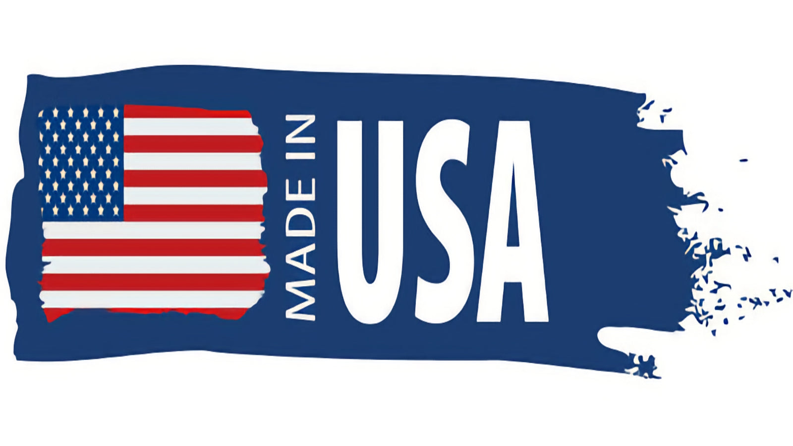 Text that say "Made in USA" stamped in USA Flag