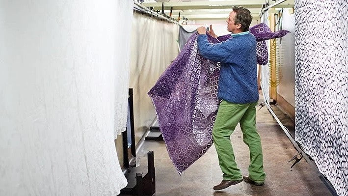 Designer Spotlight: Kevin O'Brien Studio Man Hanging Fine Linens Fabric Studio