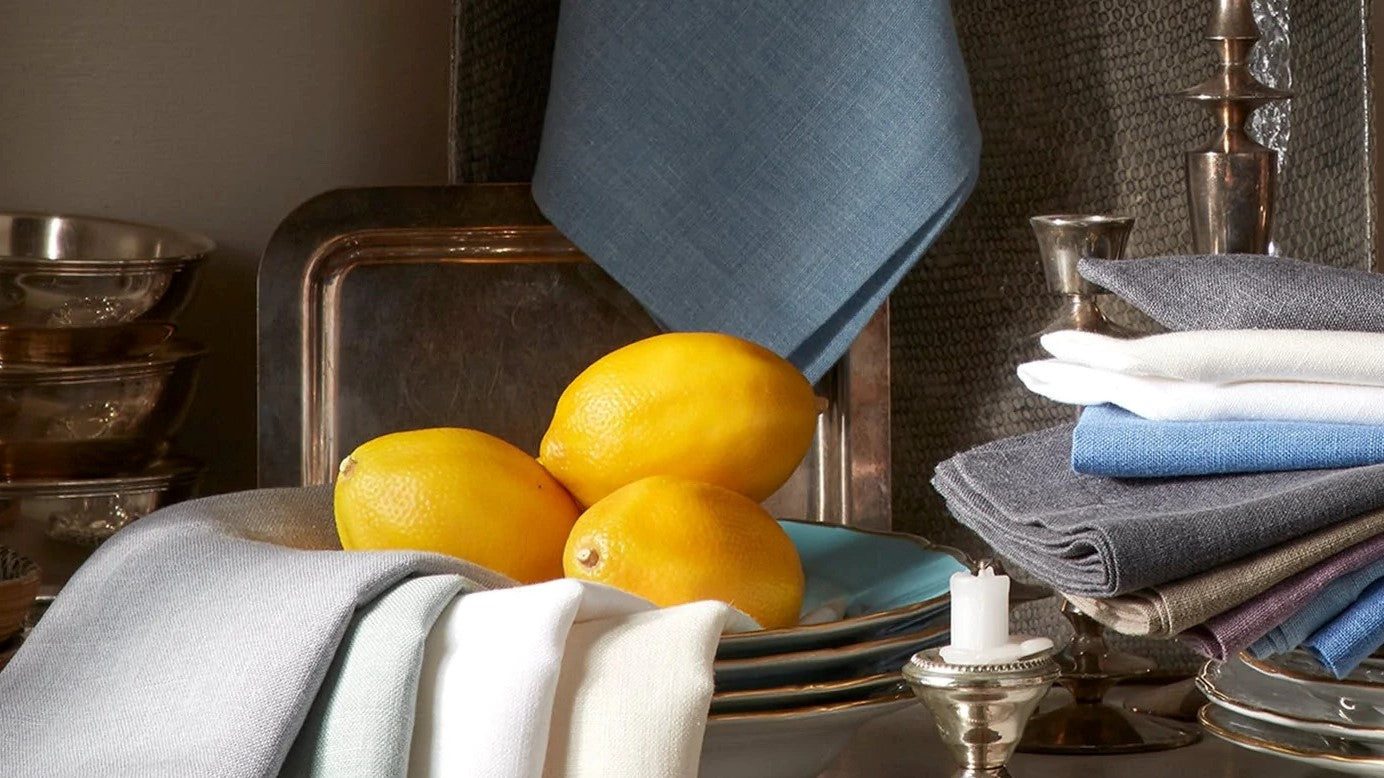The Best “Coastal Grandmother” 2022 Fine Linen and Bath with Lemons on Plates