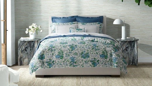 Fine Linen and Bath Welcomes the Matouk Schumacher Collection for Bed, Bath, and Home Fine Linens on Bed Pillows Nightstand