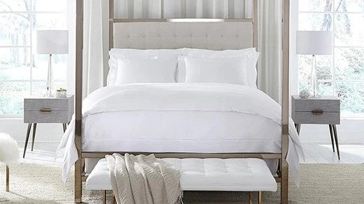 A Buyer's Guide to Luxury Sateen Sheets Fine Linens on Bed in Bedroom