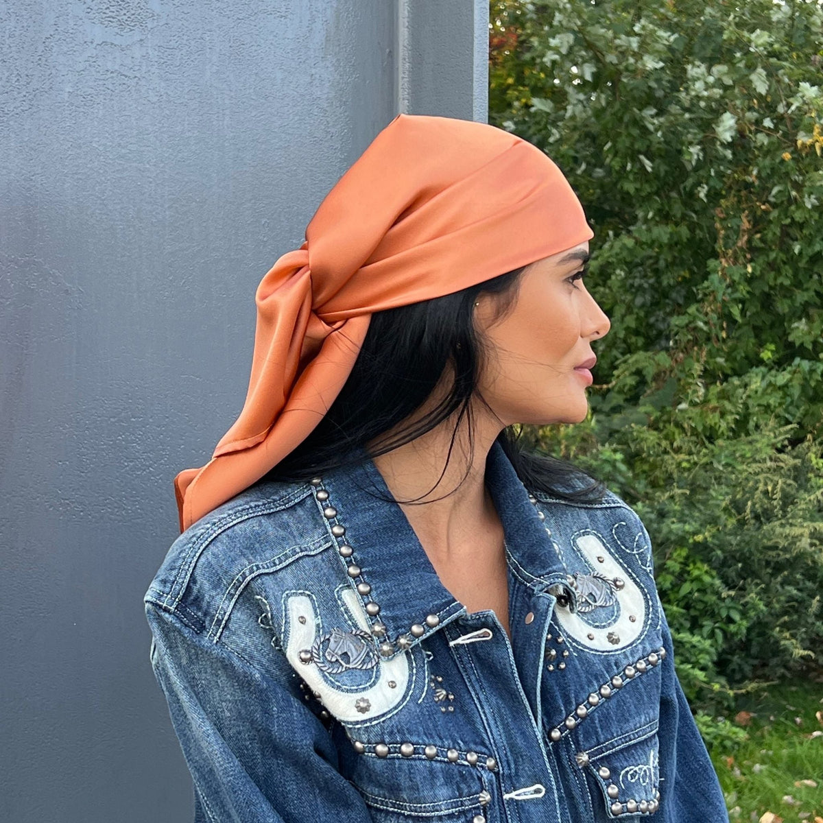 Mulberry Park Silks Pure Silk Square Head Scarf - Copper