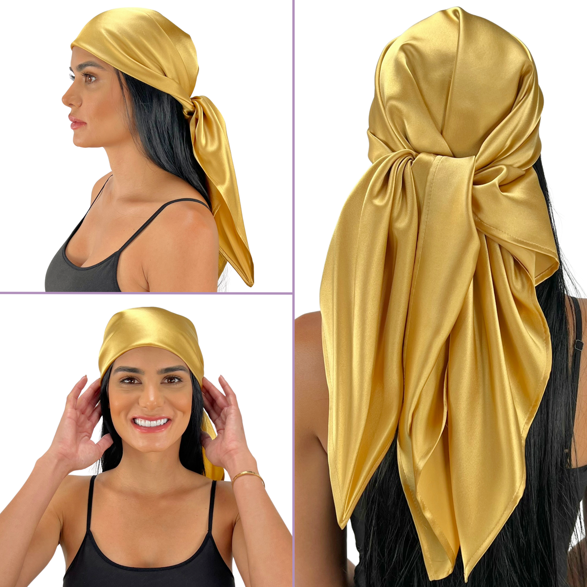 Mulberry Park Silks Pure Silk Square Head Scarf - Gold