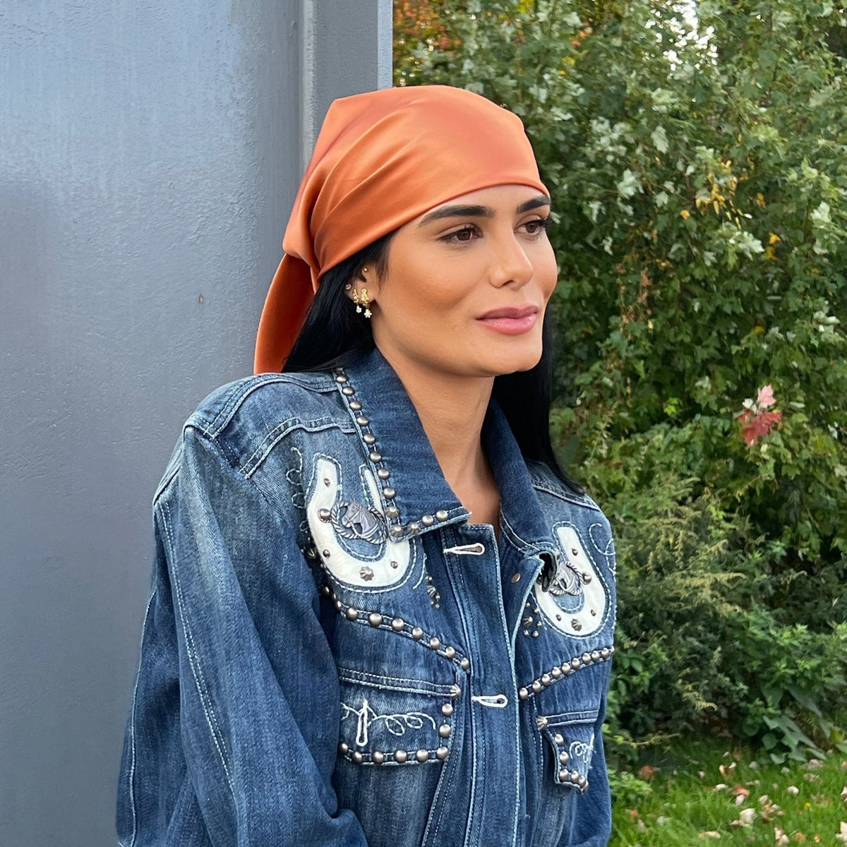 Mulberry Park Silks Pure Silk Square Head Scarf - Copper