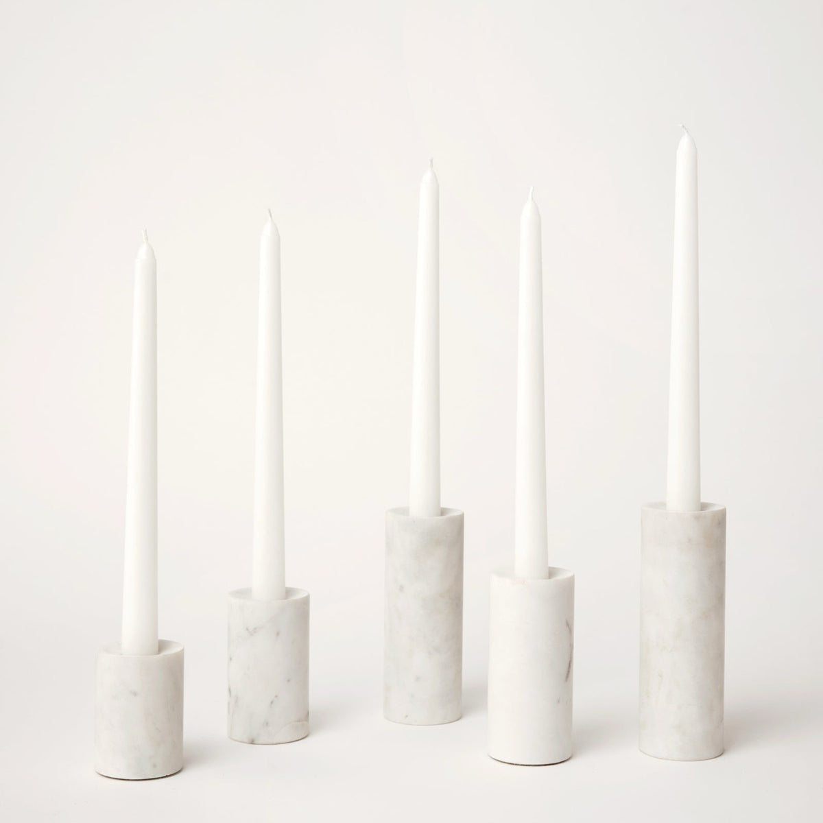 Sferra Candelara Marble Taper Holder Set with White Candles